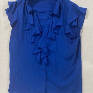 Calvin Klein Royal Blue Ruffle Blouse